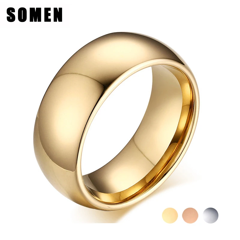 Таким образом Для мужчин 8 мм вольфрамовое кольцо куполом розовое золото Цвета