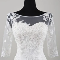 elegant sheer bridal lace jacket batesu long sleeves appliques wrap sheath bridal bolero custom made high quality jacket