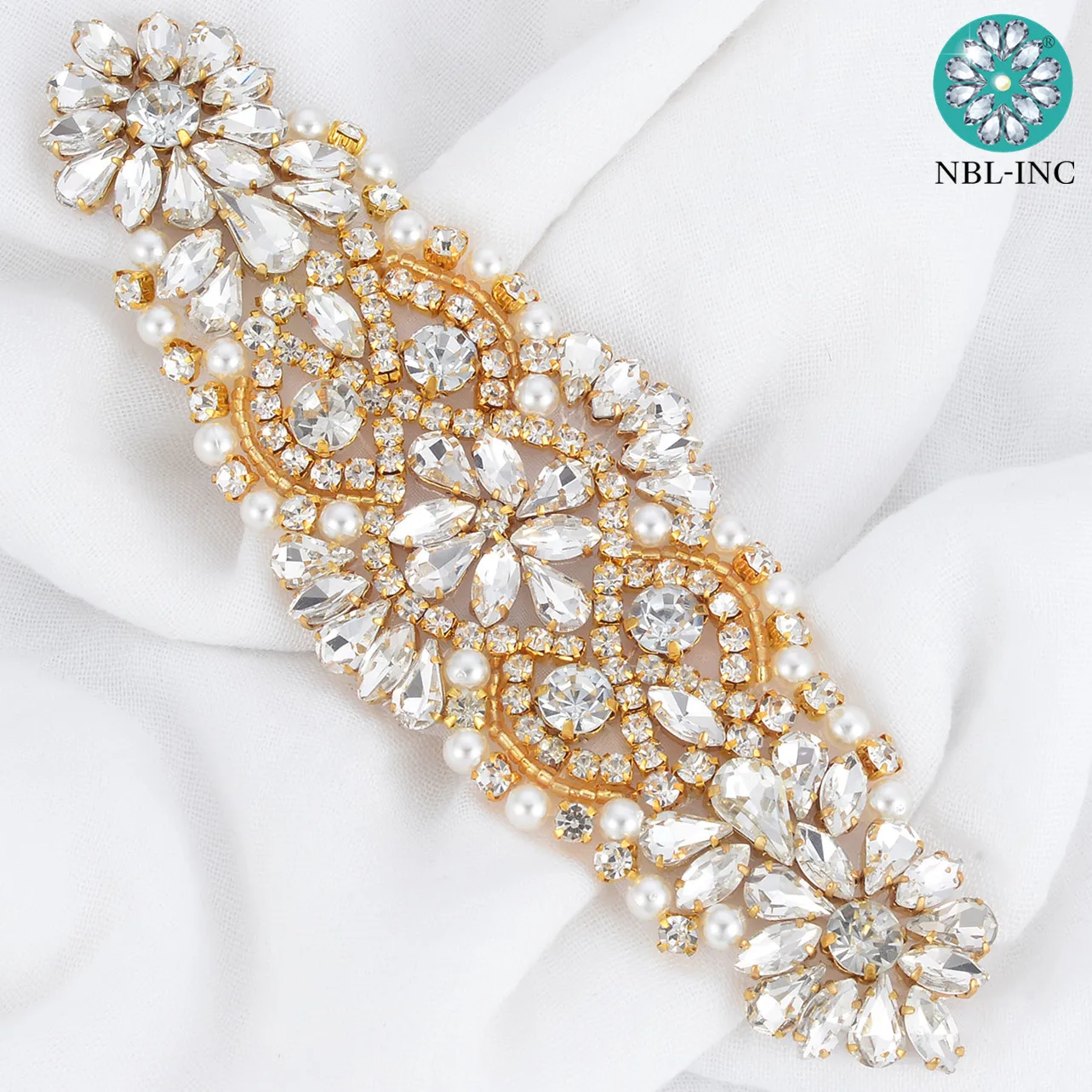 (1PCE) ручная работа вышитое бисером Хрустальное стекло серебристые золотые стразы