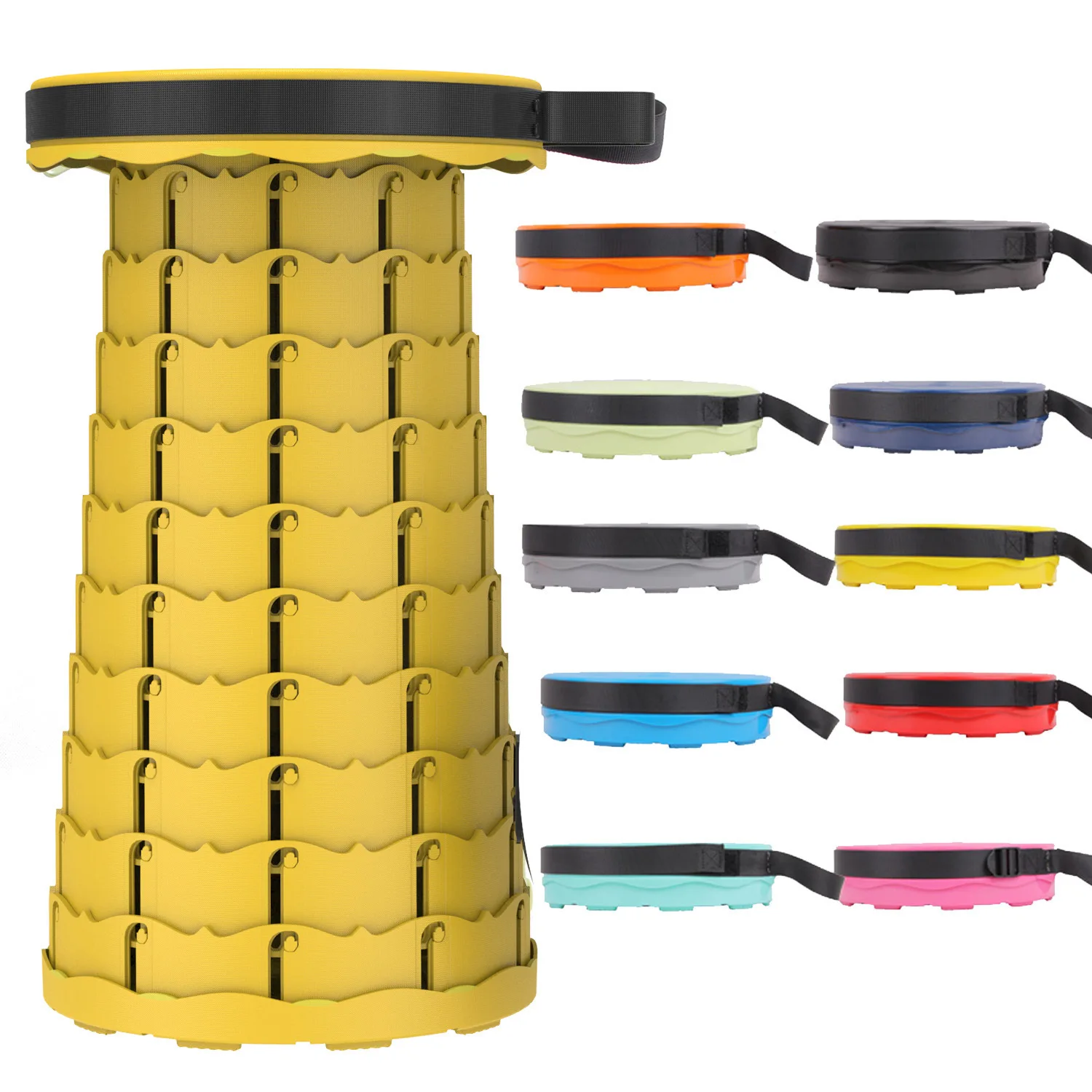 Achat Tabouret Pliant Rétractable, Réglable En Hauteur, Portable, Télescopique, En Plastique, Pour Le Camping Et La Pêche, Couleur Unie