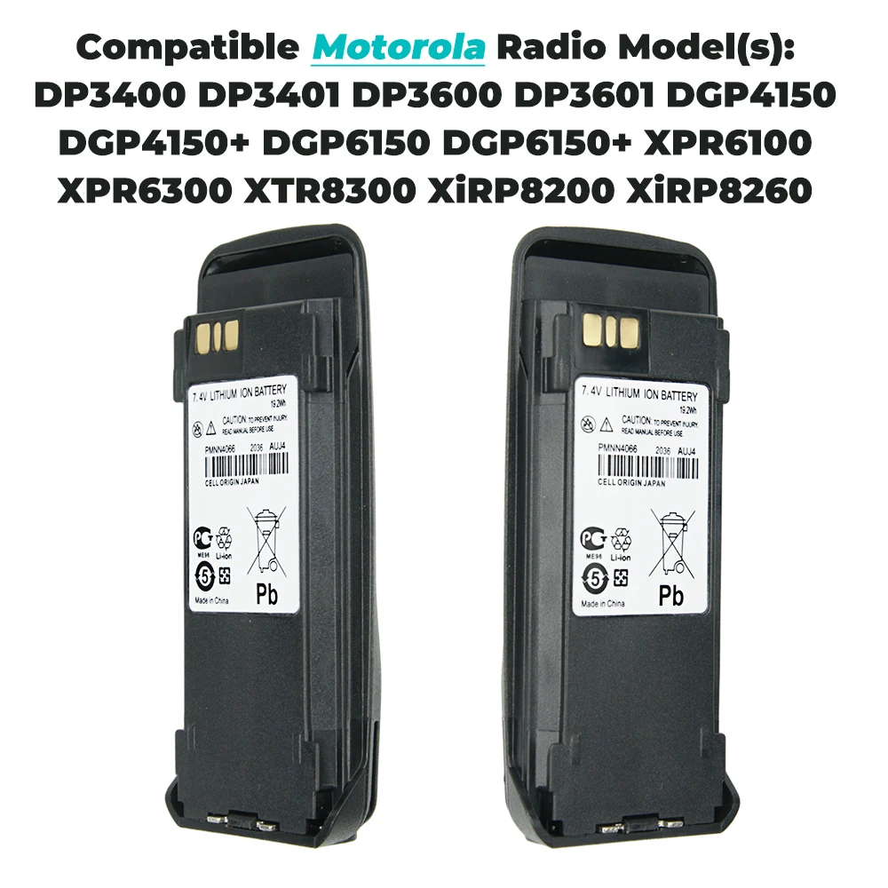 2X 7 4 В 1800 мАч литий-ионный аккумулятор для Motorola PMNN4066 DR3000 DP3400 DP3401 DP3600 DP3601 DGP4150/+ DGP6150/+