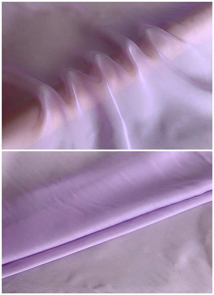 light purple 55 5 м/лот) 6 мм шелк шифон Ткань для шитья Твердые шелковые ткани тутового шелкопряда шелковая ткань Тюлевая Ткань Жир четверть - Цвет: light purple 55