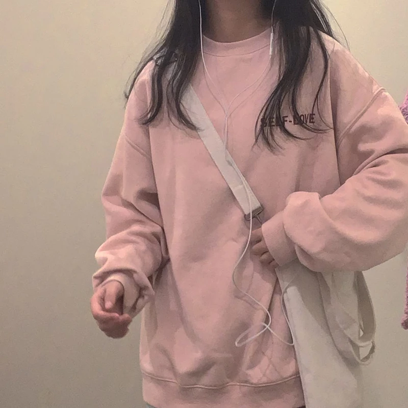 

Hoodies Womens Letter Printed Kawaii Ulzzang Sweet Japanese Style Students Streetwear Loose Leisure Daily Female Sweatshirts New
