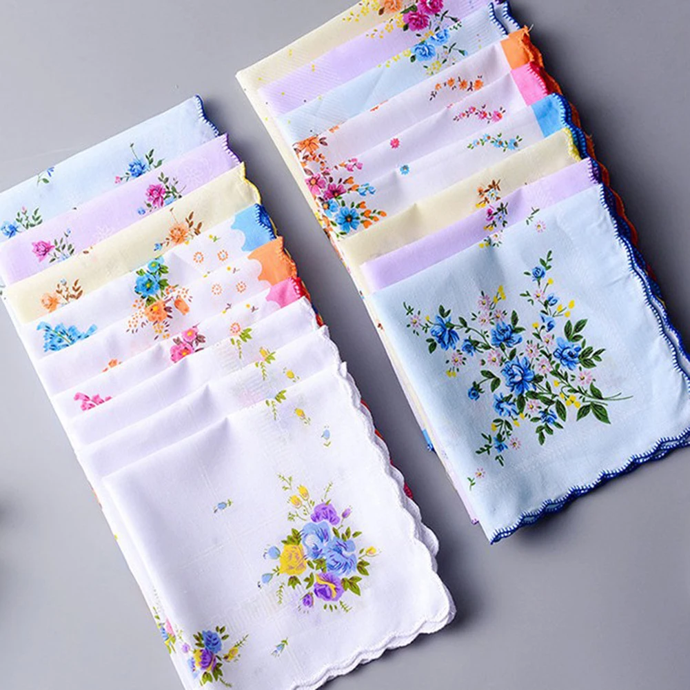 

Wholesale 3-5Pcs/Lot Colorful Handkerchief Women Cotton Floral Embroidered Scarf Pocket Hankie Hankerchief Random Color