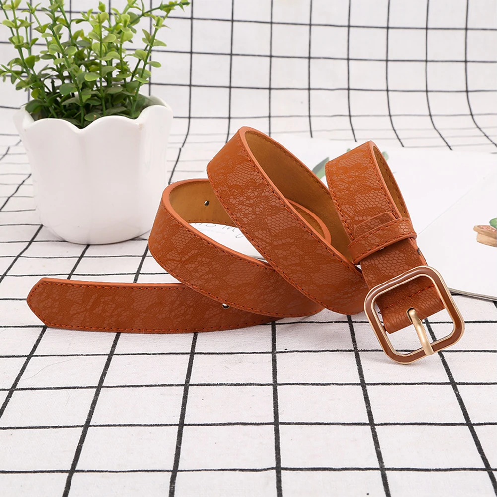 

Women Straps Square Buckle Waist Belt Solid Thin Pants Fashion Decorative Casual Dresses PU Leather Accessories Jeans Waistband