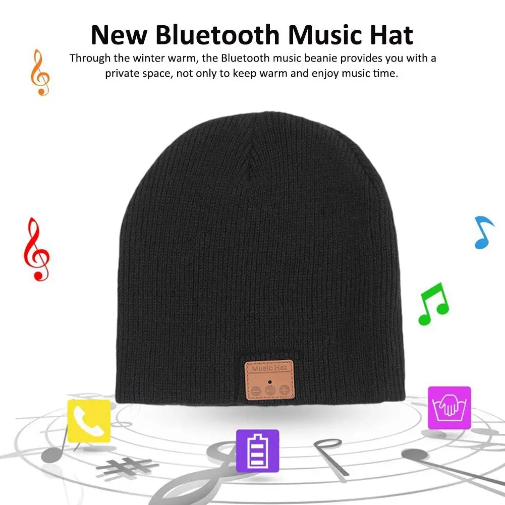 Универсальная Bluetooth 5 0 шапка для наушников Мягкая вязаная музыкальный плеер