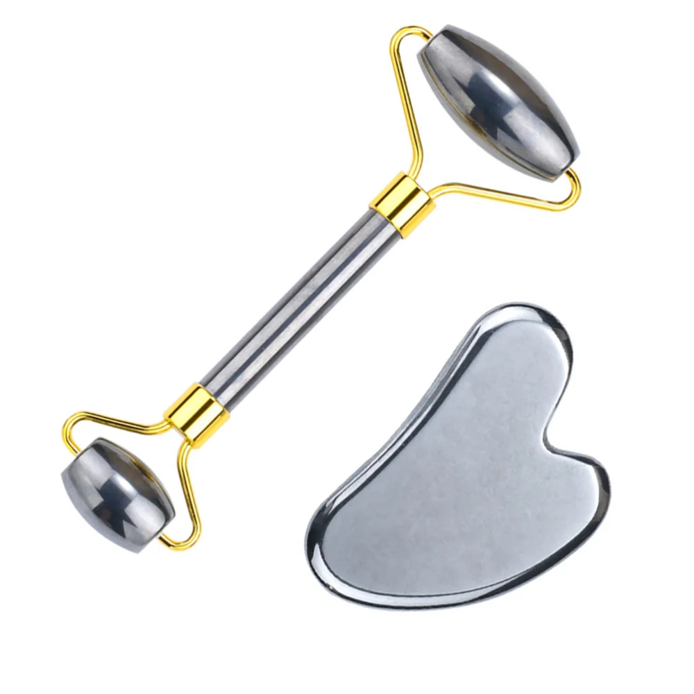 

1 Set Heart-shaped Face Guasha Scraper Roller Rod Kit Scraping Tools