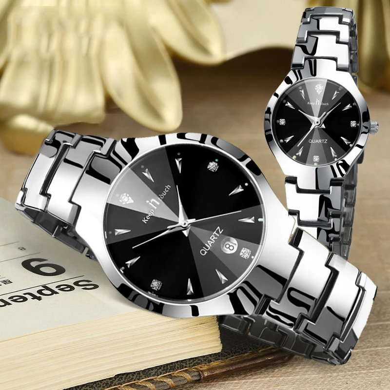 Часы Montre Couple Роскошные водонепроницаемые парные часы из нержавеющей стали