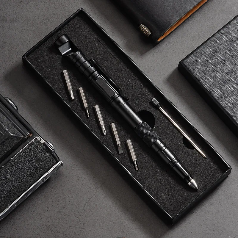 

10-In-1 Tactical Pen Multi-Function Military Defense Emergency Screwdriver Set Phone Stand Glass Breaker Waterproof Storage Case