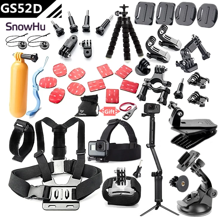 GS52D Аксессуары для экшн-камеры SnowHu для GoPro Hero 8 7 6 5 4 Black Xiaomi Yi 4K Lite SJCAM Eken H9 Go Pro крепление для sony Nikon GS52 - Цвет: GS52D