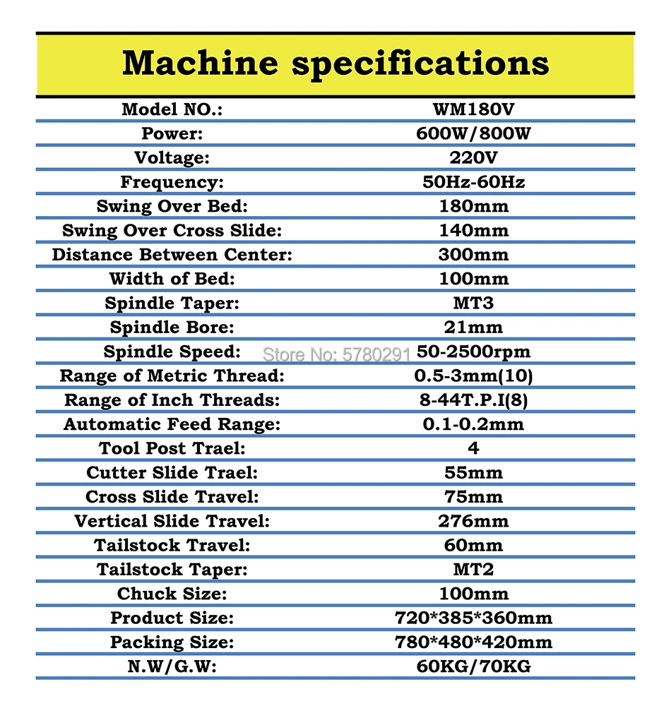 WM180V полностью стальной редукторный токарный станок/600 Вт матовый двигатель и 800
