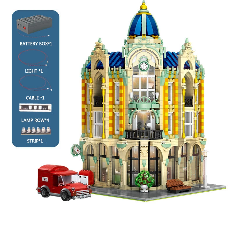 4030 шт. набор городская улица вид почтовое отделение угловой MOC 17366 с светильник