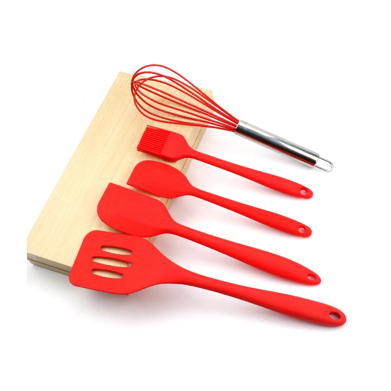 

5Pcs/set Convenience Kitchen Silicone Cooking Tools Heat Resistant Non-Stick Spatula Eggbeater Oil Brush Kitchenware Accessories