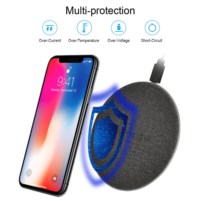 Cinkeypro QI Беспроводной Зарядное устройство быстрой зарядки Pad Quick Charge 2.0 для iphone 8 10 x