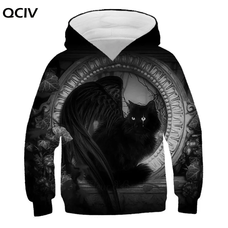 

3D Print Cat Girls Boys Animals Hoodies Teens Autumn Outerwear Kids Clothes 4-14 Years Hooded Sweatshirt Long Sleeve Pullovers