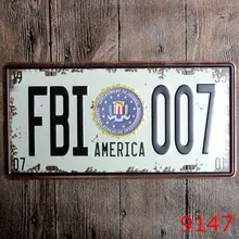 Ретро номерной знак США ФБР 007 Америка оловянные знаки плакат на
