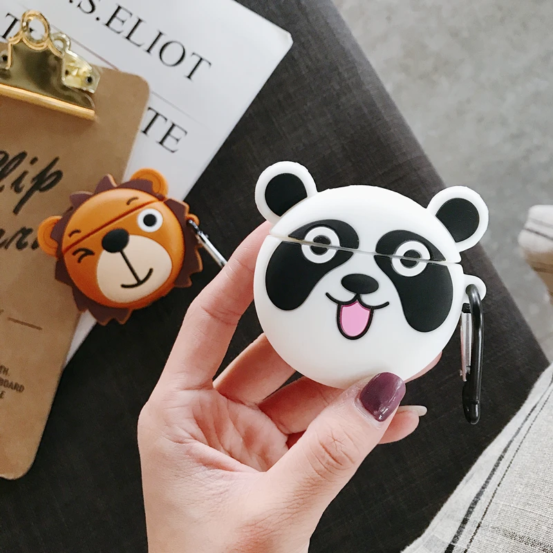 Силиконовый чехол с 3D рисунком для беспроводных Bluetooth-наушников Anima Panda Tiger AirPods 2