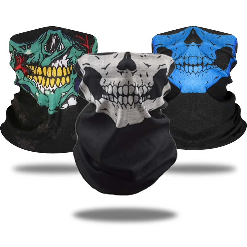 

Outdoor Skull Seamless Balaclava Fashion Cycling Magic Scarf Men Sun Protection Bandana Neck Gaiters Riding Half Scarf Washable