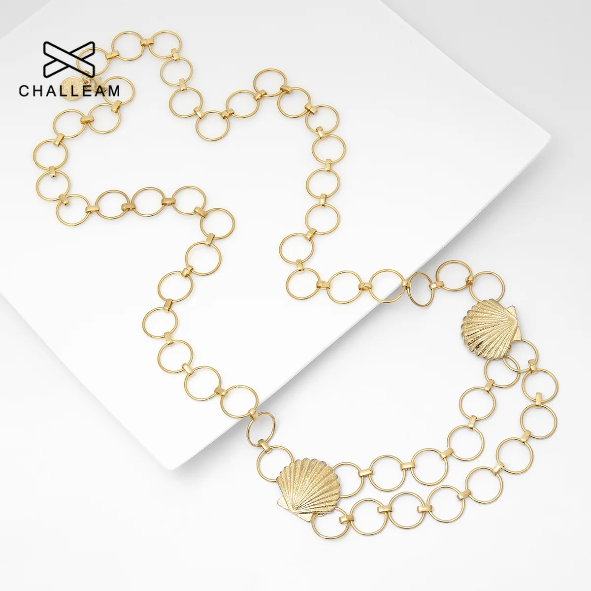 Женский пояс с цепочкой на талию золотой серебряный Круглый для платья женские