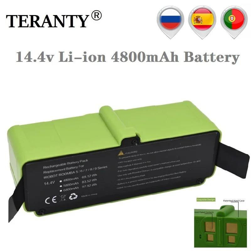 

TERANTY 4800mAh 14.4V Li-ion Battery for iRobot Roomba 500 600 700 800 900 Series 550 560 580 620 630 650 770 780 870 880 980 R3