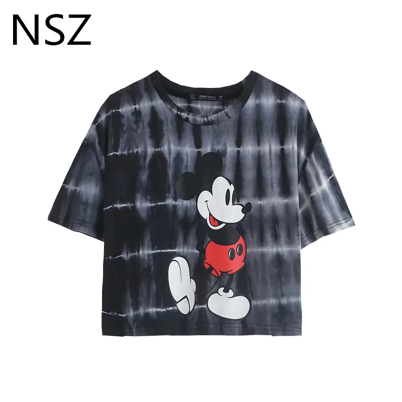 NSZ женская футболка с рисунком из мультфильма хлопковая коротким рукавом и