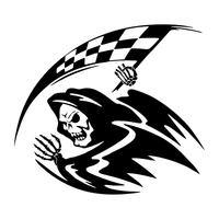 car stickersmotorcycle decals death running chequered flag racing decorative accessoriesto cover scratches pvc19cm17cm
