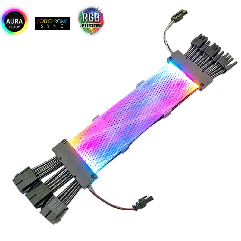 

Sync Extension Cable 5V ARGB 6Pin+2Pin GPU Power Illuminated Cable RGB Cable Connector for PC Case