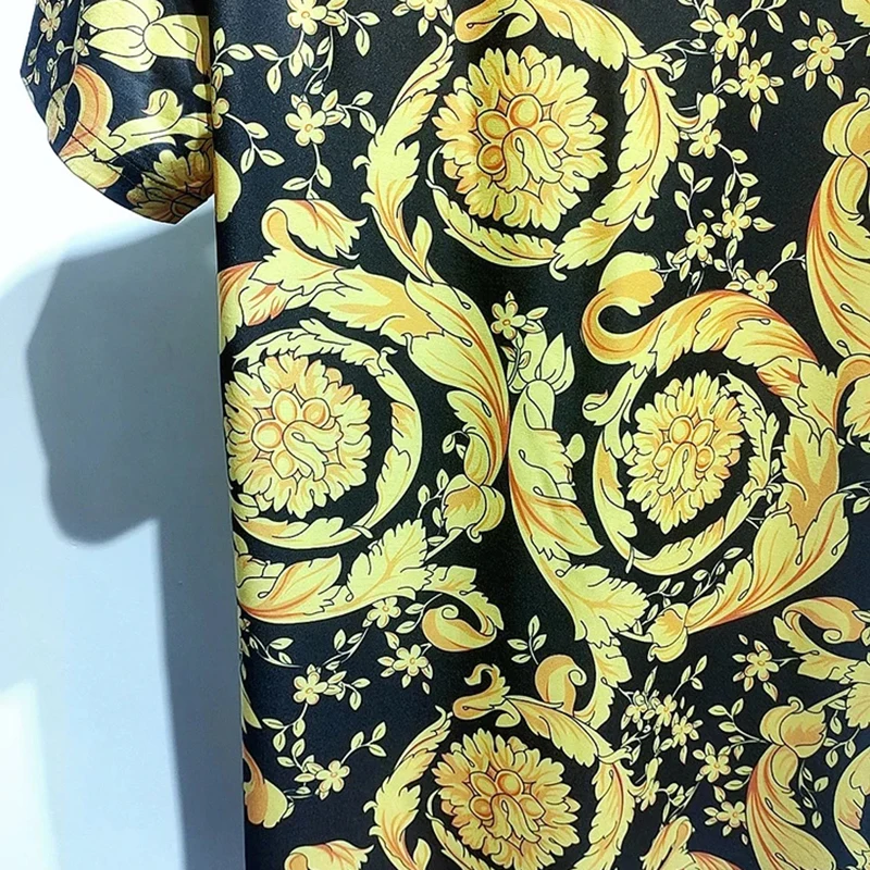 european hot selling mens golden floral t shirt summer beach o neck street hip hop design rock quality craftsmanship brand free global shipping