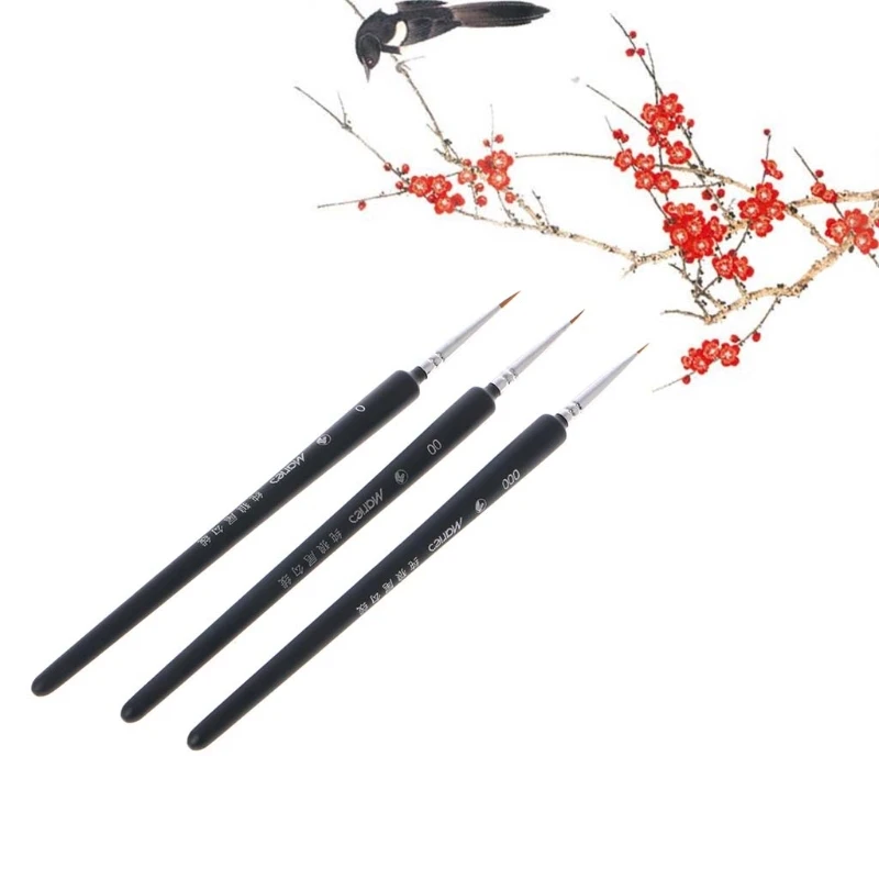 Набор профессиональных кистей для рисования с волчьими волосами 3 размера