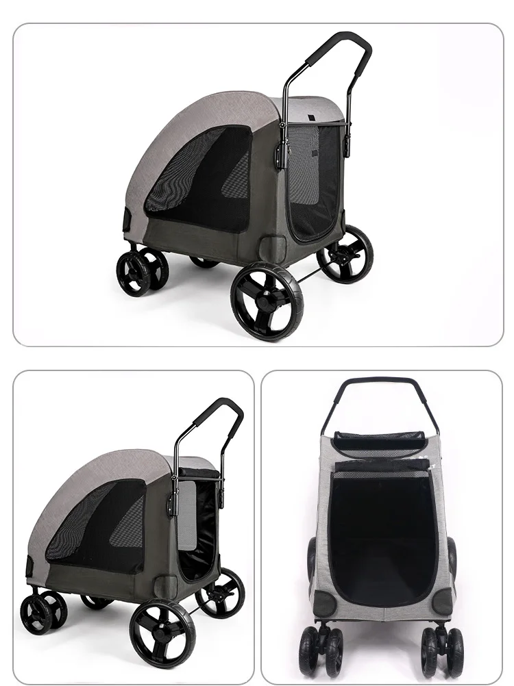 Pet stroller dog cart car rescue four round medium and large dogs go out folding light wagon | Дом и сад