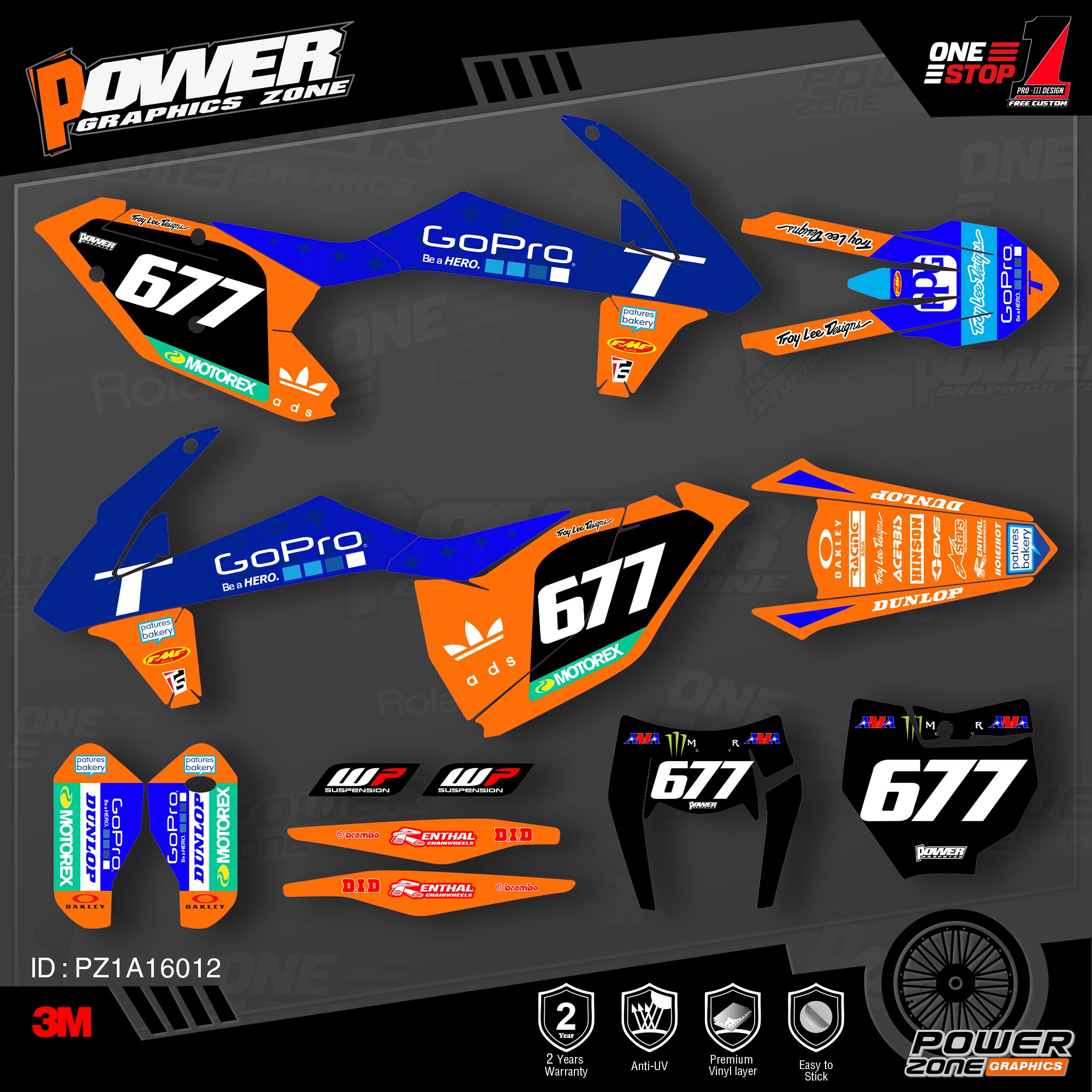PowerZone пользовательские команды графики фоны наклейки 3m Набор для KTM SXF MX 16 18 EXC XCW