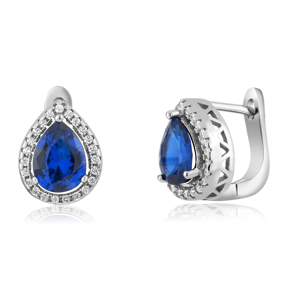 GemStoneKing серебро 925 пробы серьги с подвеской 6 50 карат в форме груши синий имитация