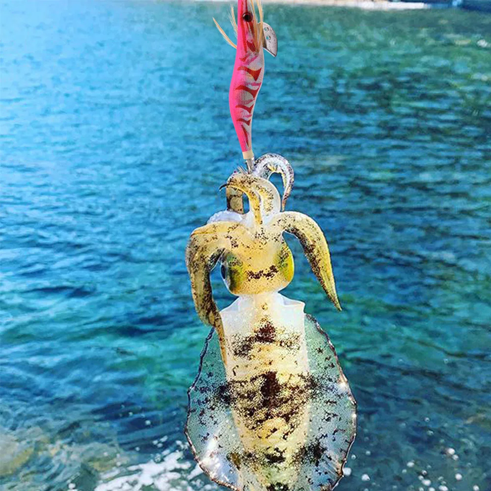 10/20Pcs Squid lures fishing saltwater glow Shrimp Jig heads Wood Bait Octopus 3D Eyes Cuttlefish Artficial wooden baits - купить по