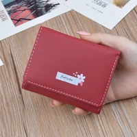 womens short wallet pu leather tri fold photo card holder clutch female portable coin money bag mini fashion hasp purses