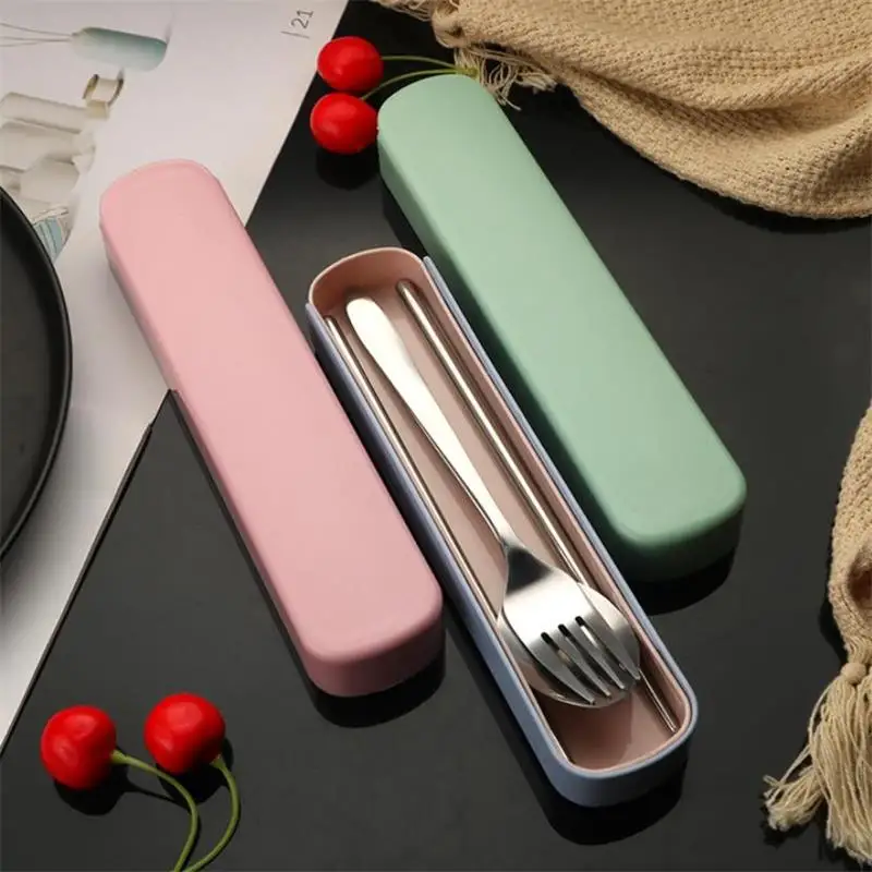 2/3 шт портативный дорожный набор посуды из нержавеющей стали столовая посуда с