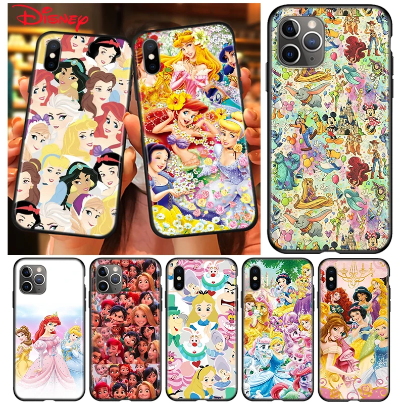 

Silicone Black Cover Disney Princess For Apple IPhone 12 Mini 11 Pro XS MAX XR X 8 7 6S 6 Plus 5S SE Phone Case