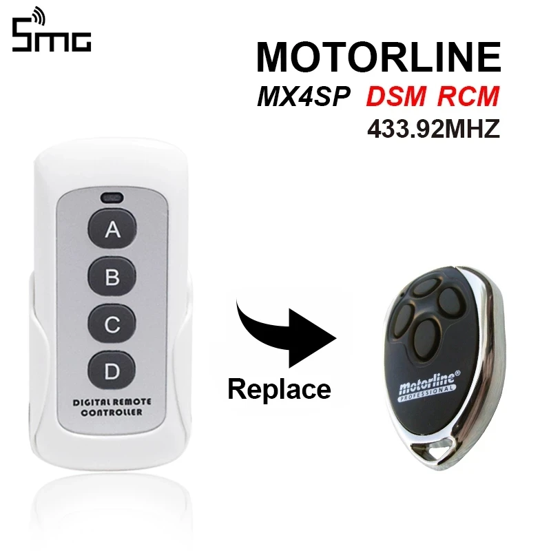 

2pcs Clone MOTORLINE 433.92mhz remote control Garage door For MOTORLINE MX4SP RCM DSM Handsender gate door opener