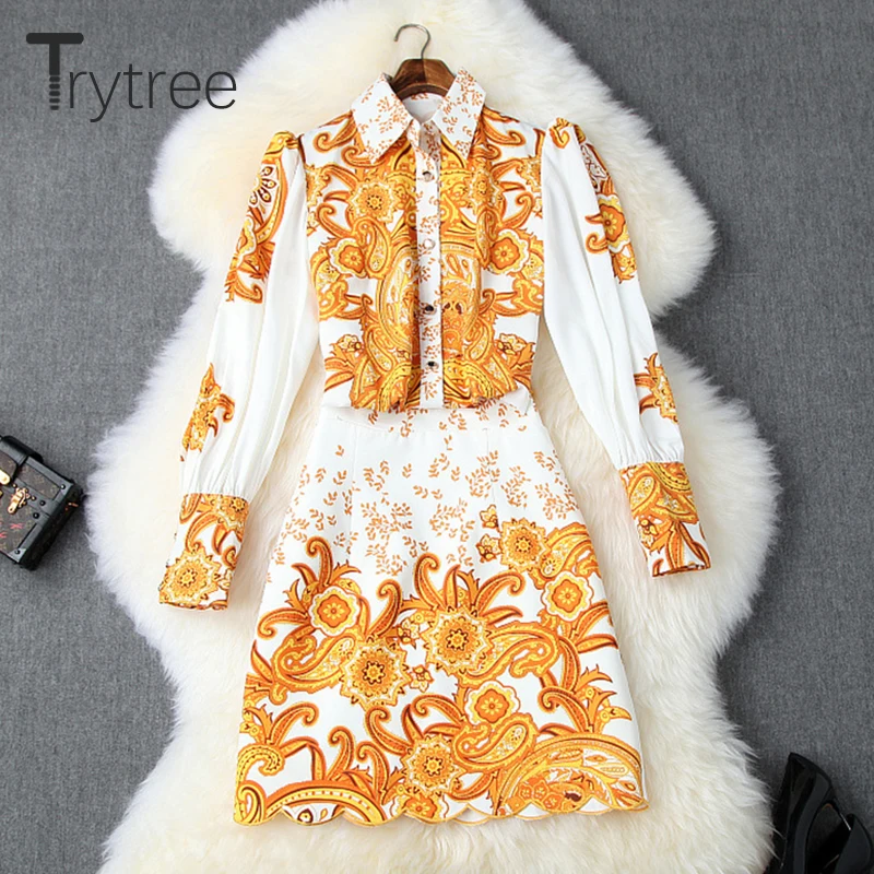 Осенне-зимний женский комплект из двух предметов Trytree 2020 повседневный топ с