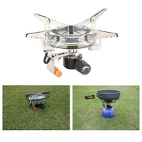 portable stainless steel mini camping bbq gas stove outdoor hiking picnic survival cookout folding stove head gas burner