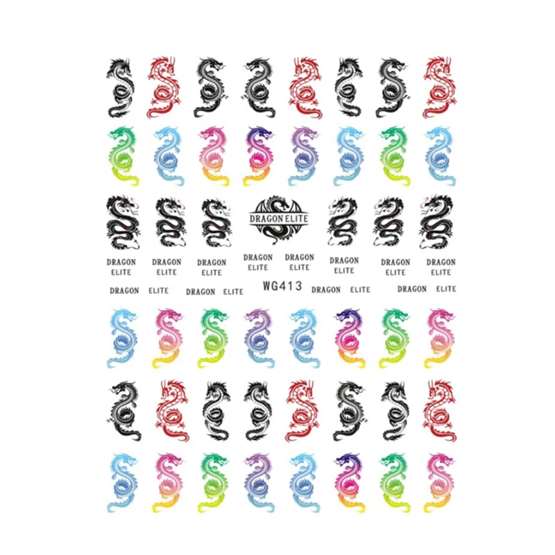 

1pcs Dragon Nail Art Decals Transfer Stickers Red Black Snake Flower 3D Nails Decorations Water Slider Sticker Manicure Tips
