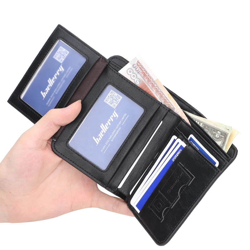 Baellerry твердый мужской кожаный короткий кошелек для мужчин Sim SD ID держатель кредитной карты мужской доллар сумка для денег маленькие мужские бумажники