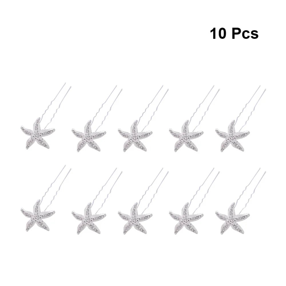 

10pcs Bride Hair Pin Crystal Sea Star Headwear Hair Accessories for Wedding Party