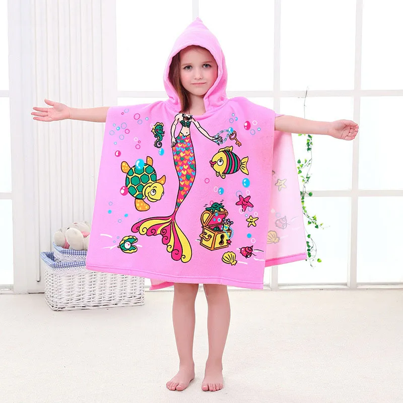 

Poncho for Children Pool Towel Child Microfiber Quick-drying Absorbent Baby Hooded Bath Towels Beach Robe Shower Swim Bathrobe