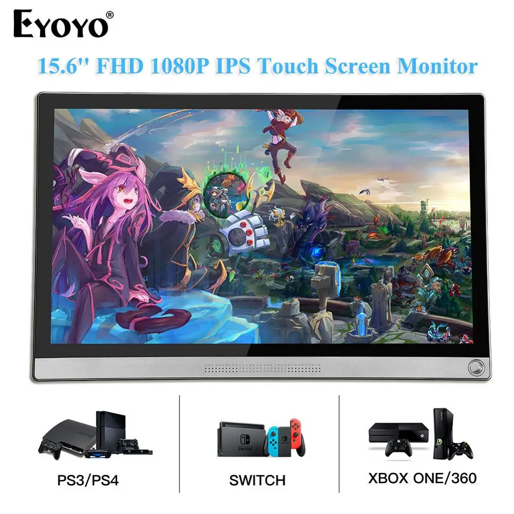Eyoyo EM15Z портативный монитор 15 6 &quotHDMI сенсорный ЖК экран USB Type C 1080P IPS для ПК PS4