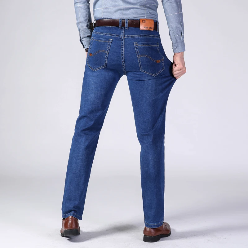 Jantour бренд Сезон весна лето Джинсы для мужчин деним джинсы мужские Slim Fit высокие