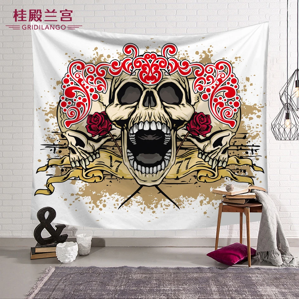 Гридиланго череп цветы крыло гобелен настенный роспись ковер простыня