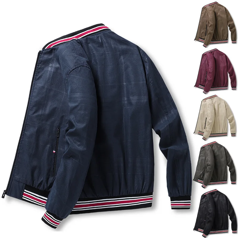 

Men's Jacket Stand Collar Plaid Long Sleeve Zipper Cardigan Coat Casual Fleece Warm Tops Slim Jacket for Spring/Fall