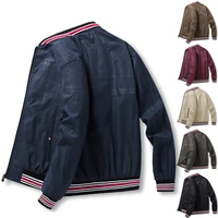 mens jacket stand collar plaid long sleeve zipper cardigan coat casual fleece warm tops slim jacket for springfall