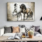 Ретро лошадь масло холст картины настенные художественные постеры и печать абстрактные животные Висячие картины для гостиной домашний декор