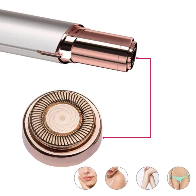 

Сменная головка для удаления волос на лице, позолоченная розовая головка для безболезненного удаления волос на лице для женщин